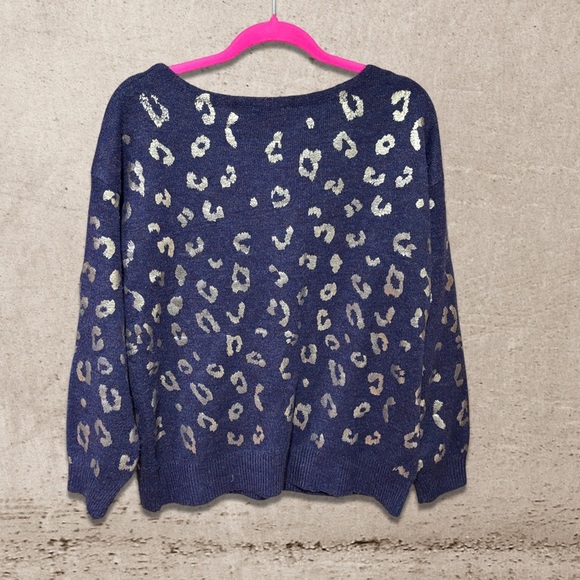 Mystree Leopard Print Gold Foil Sweater - Picture 2 of 4